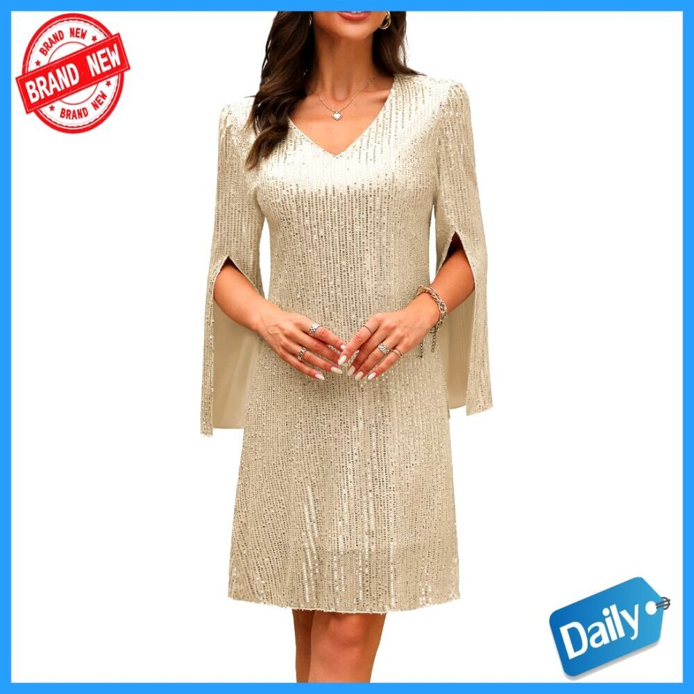 Lace Sequin Cocktail Dress Formal Evening Wear Elegant Slit Sleeve Feature